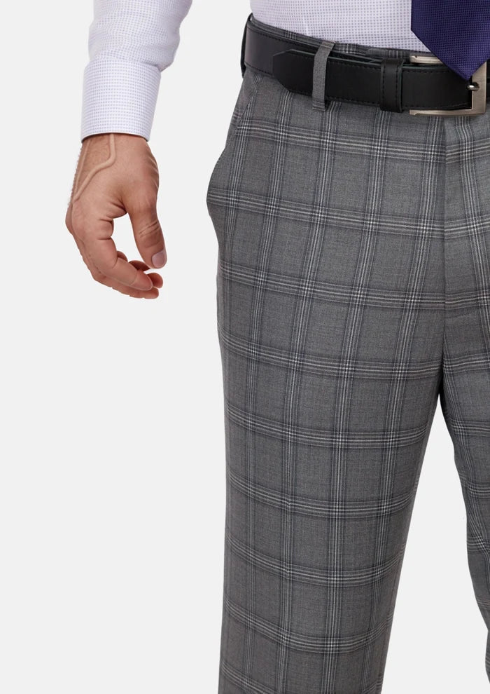 Fossil Grey Checked Pants - SARTORO