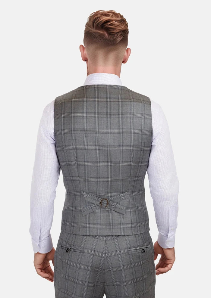Fossil Grey Checked Vest - SARTORO