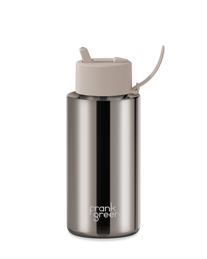 Frank Green Reusable Ceramic Bottle Chrome 1L (Moon Dust)