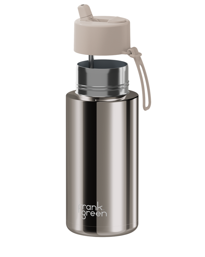 Frank Green Reusable Ceramic Bottle Chrome 1L (Moon Dust)