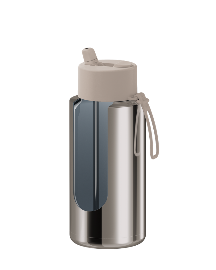 Frank Green Reusable Ceramic Bottle Chrome 1L (Moon Dust)