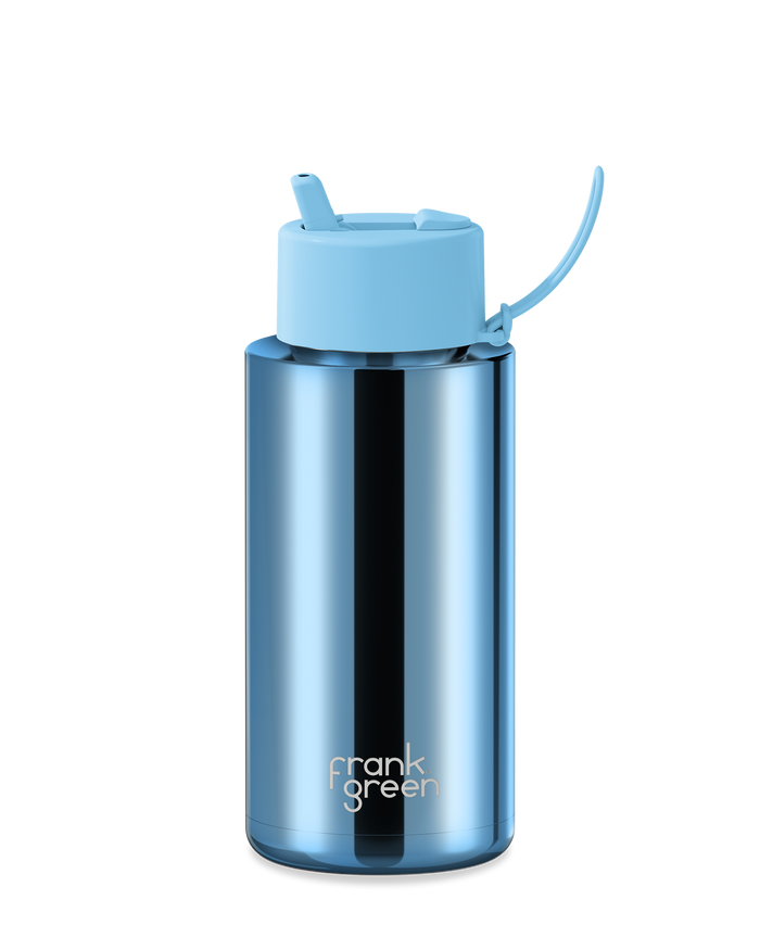 Frank Green Reusable Ceramic Bottle Chrome 1L (Sky Blue)