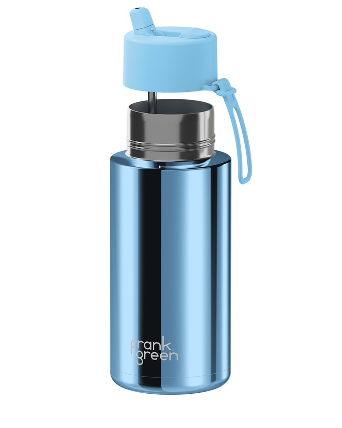 Frank Green Reusable Ceramic Bottle Chrome 1L (Sky Blue)