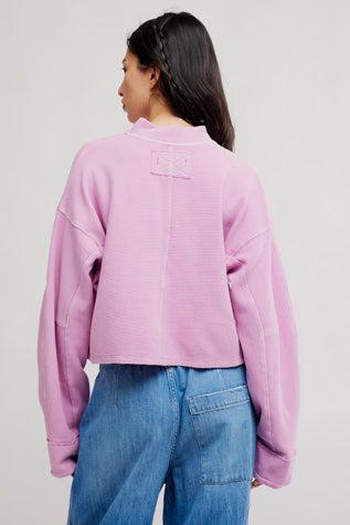 Free People Celeste Quarterzip in Hummingbird Pink