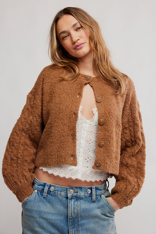 Free People Thistle Cardi in Macadmia