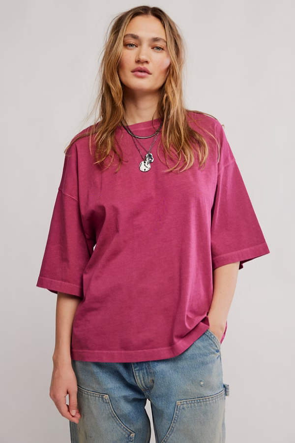 Free People WTF Perfect Oversized Tee in Glass Roses
