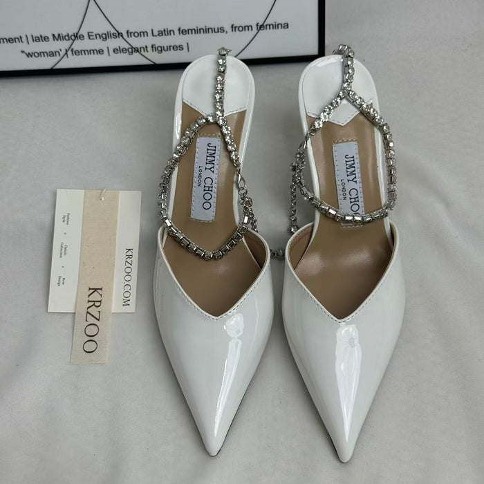 French-style chain beaded high-heeled shoes