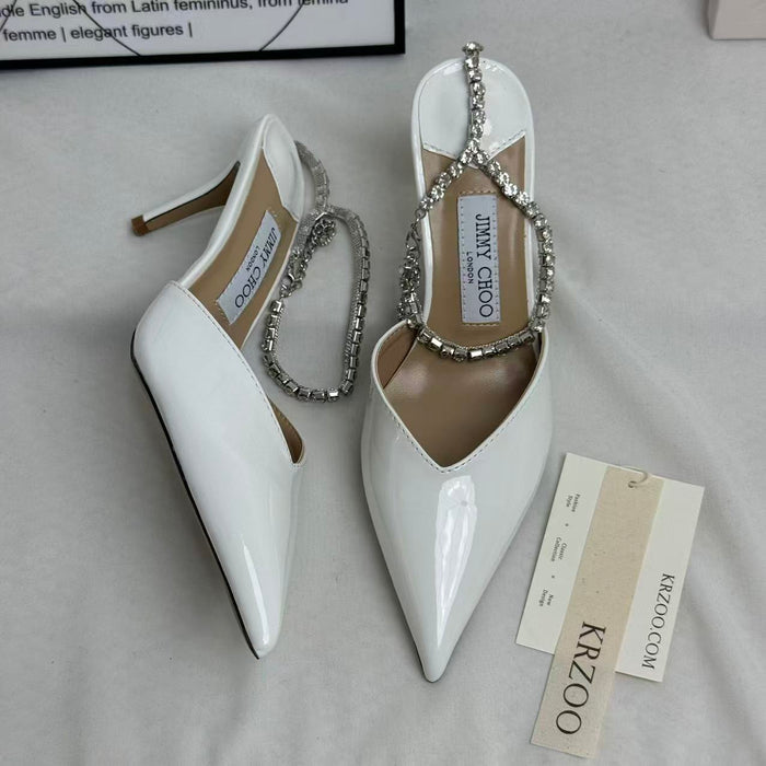French-style chain beaded high-heeled shoes