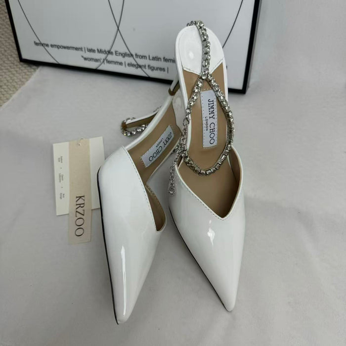 French-style chain beaded high-heeled shoes