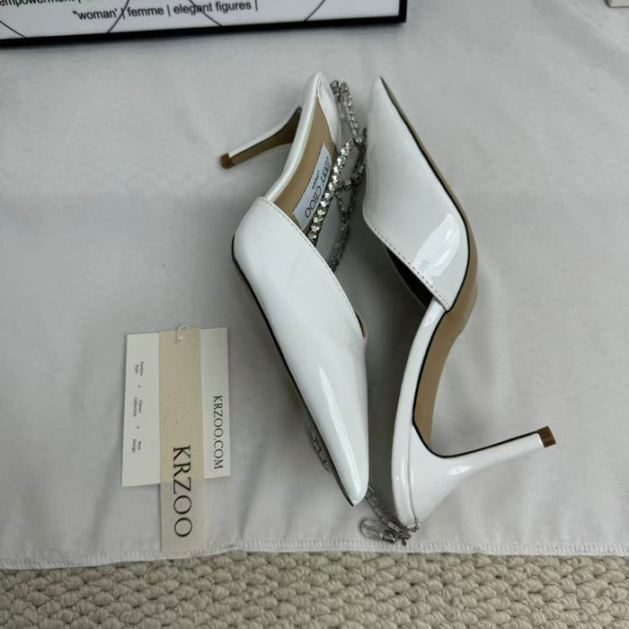 French-style chain beaded high-heeled shoes