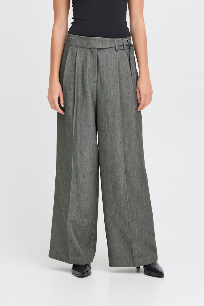 Frida Wide Leg Trousers (Grey)