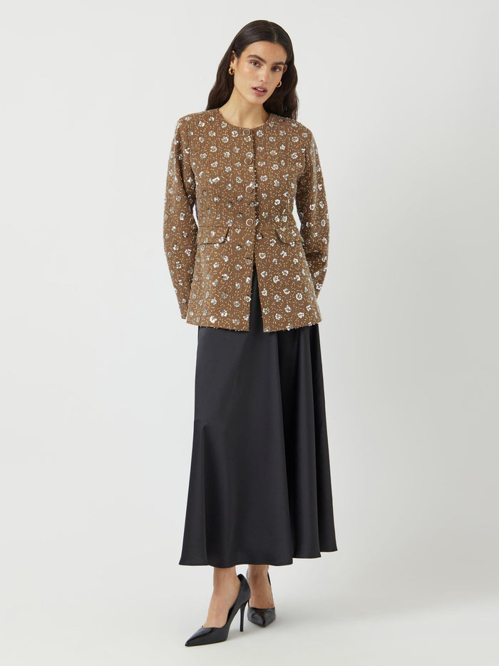 Georgina Sequin Blazer (Taupe Grey)