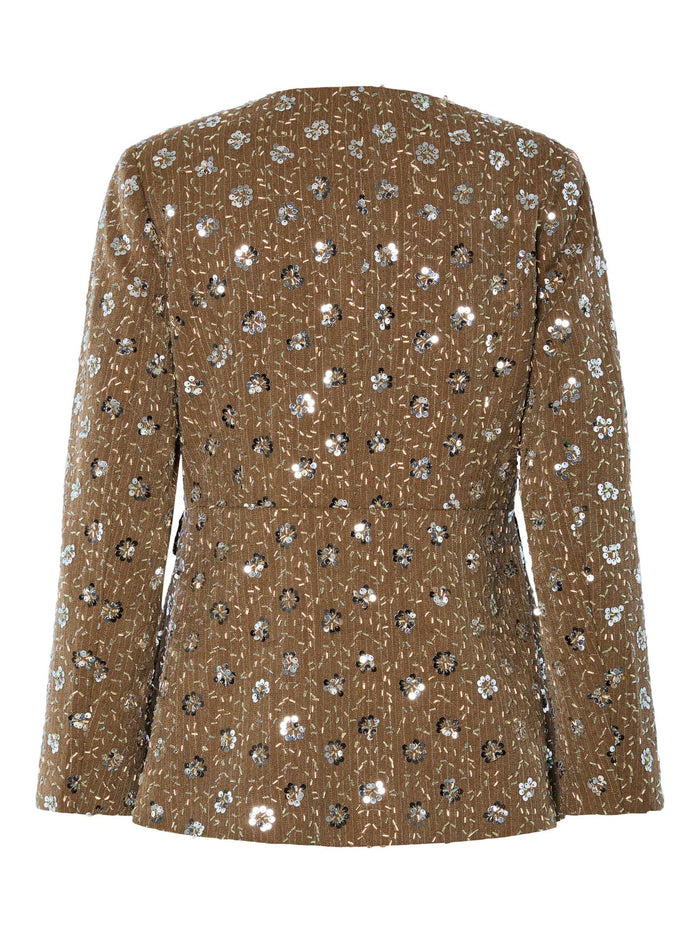 Georgina Sequin Blazer (Taupe Grey)