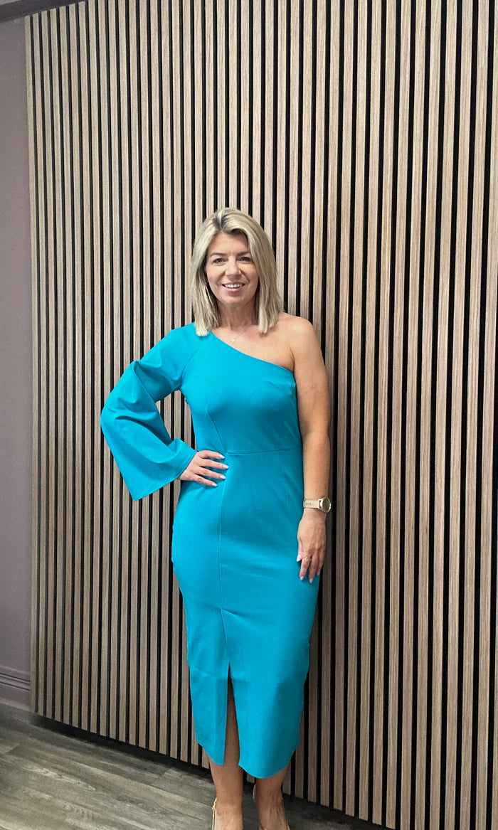 Gloria One Shoulder Dress (Bluebird)