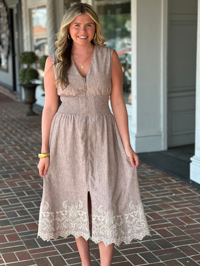 Go Time Brown Midi Dress