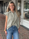 Going Places Olive Stripe Top