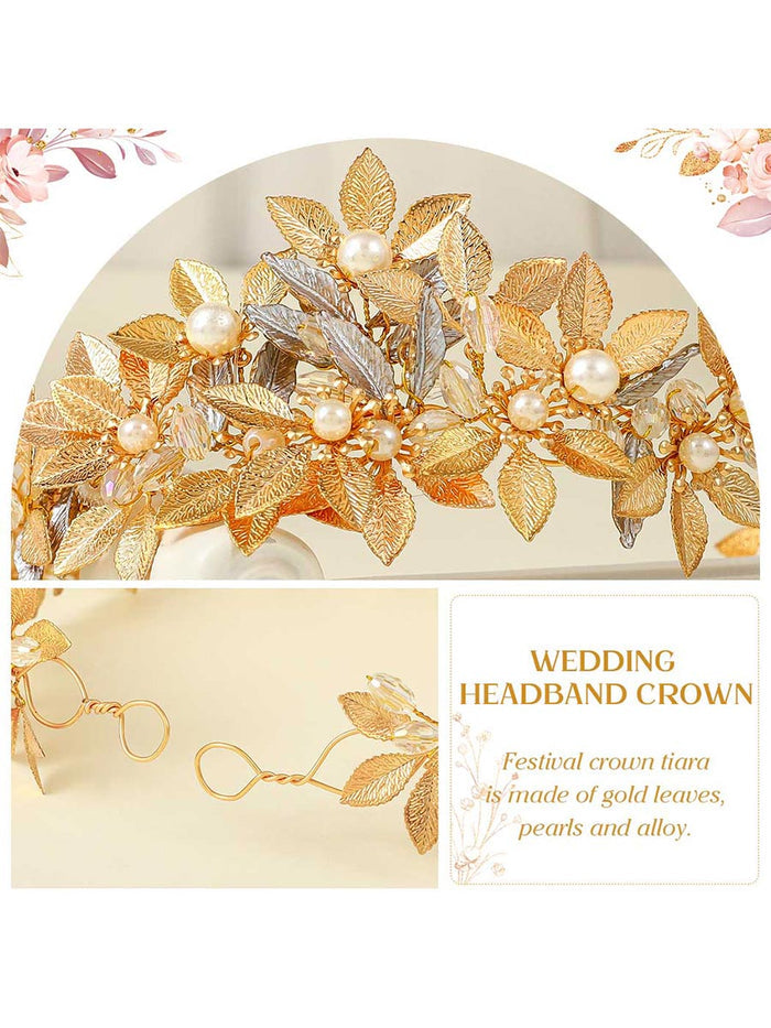 Gold Foil Pearl Roman Laurel Headdress