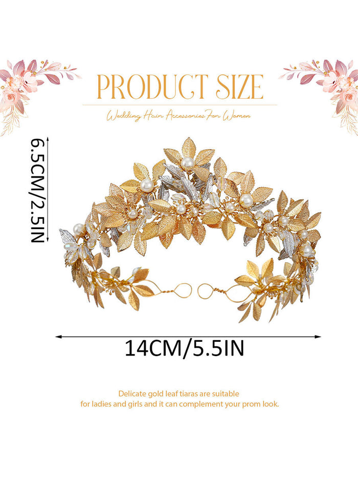 Gold Foil Pearl Roman Laurel Headdress