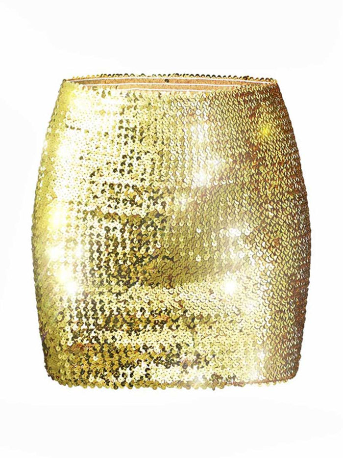 Gold Glitter Mini Pencil Skirt