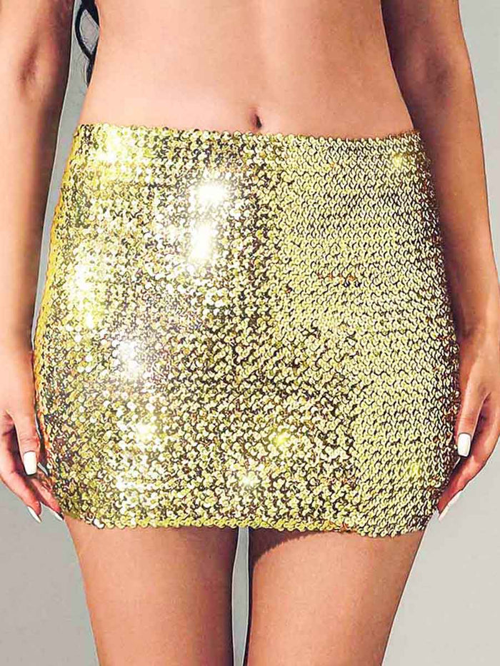 Gold Glitter Mini Pencil Skirt