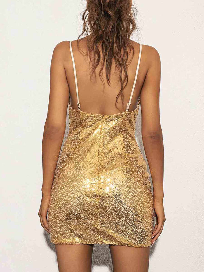 Gold Glitter Tight Mini Dress