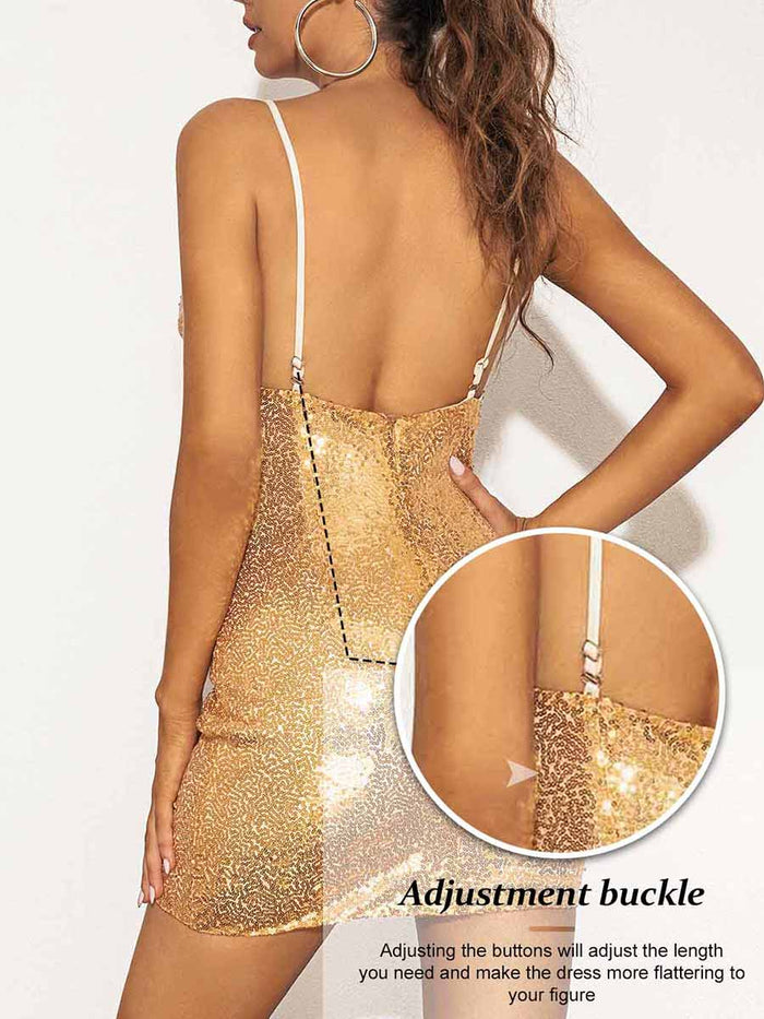 Gold Glitter Tight Mini Dress