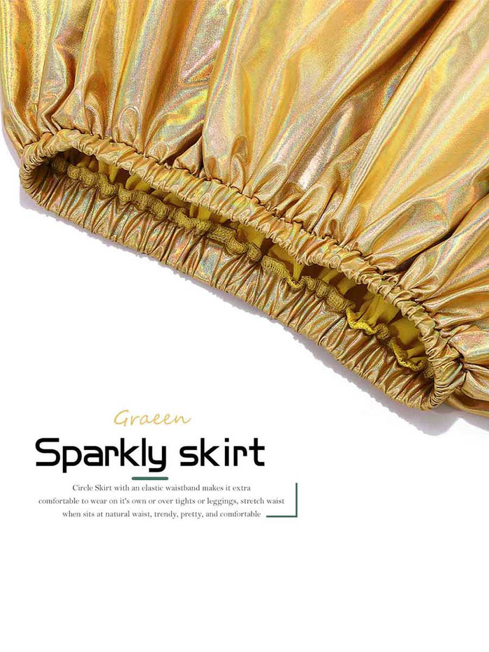 Gold Reflective A-Line Skirt
