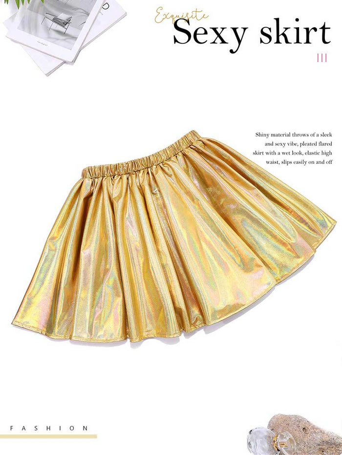 Gold Reflective A-Line Skirt
