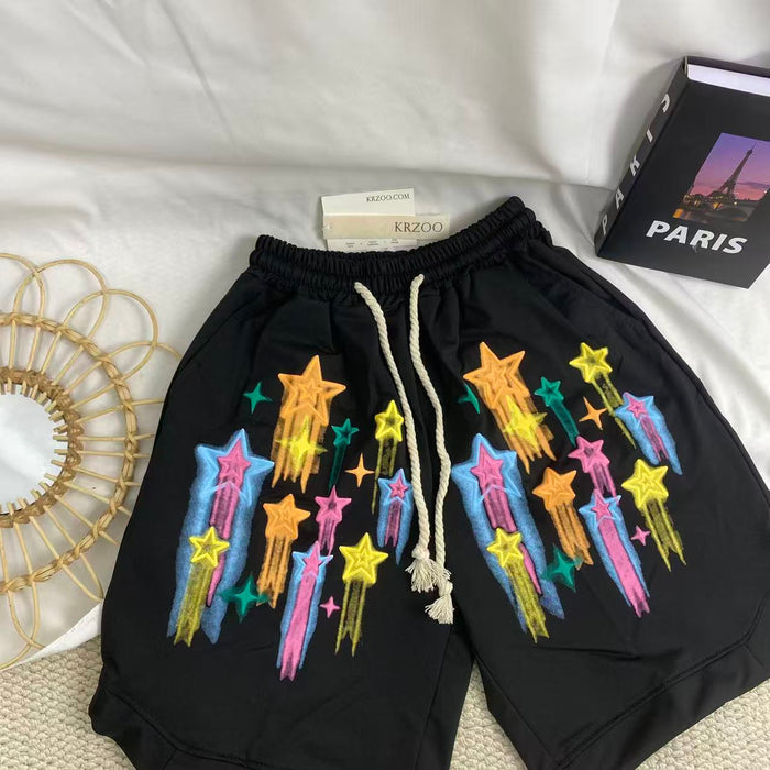 Graffiti-Print Wide-Leg Shorts