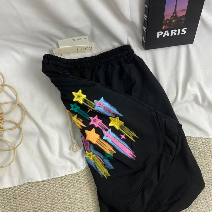 Graffiti-Print Wide-Leg Shorts