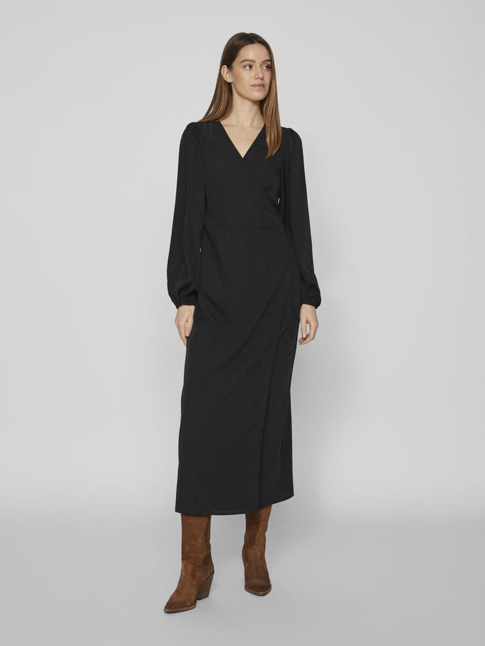 GRAFFY LONG WRAP DRESS (BLACK)