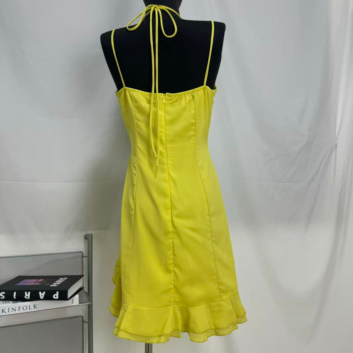 Halter-Neck Backless Mini Skirt