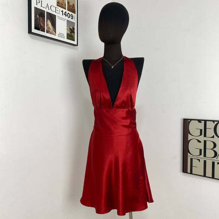 Halter Neck Satin Dress