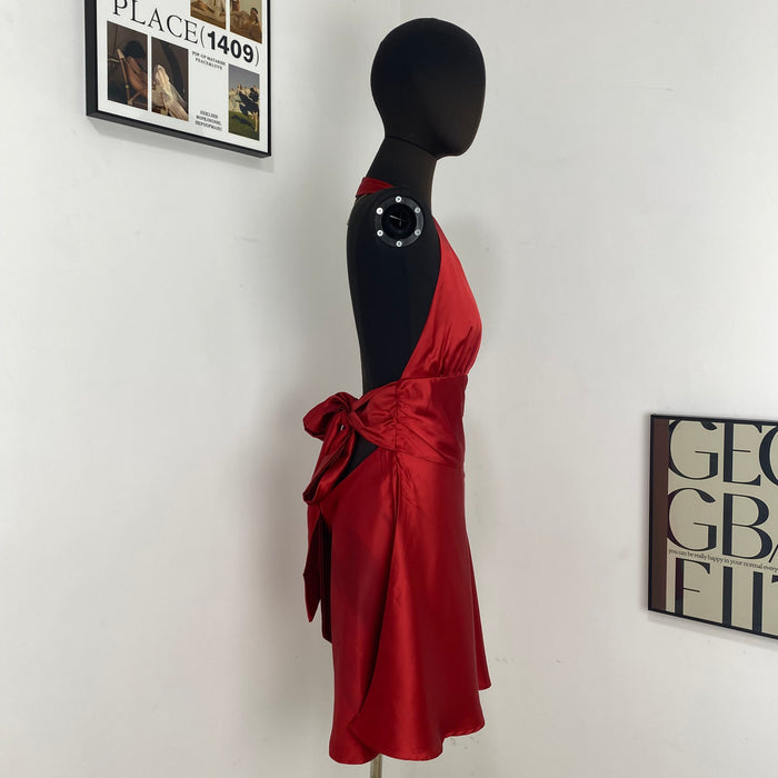 Halter Neck Satin Dress