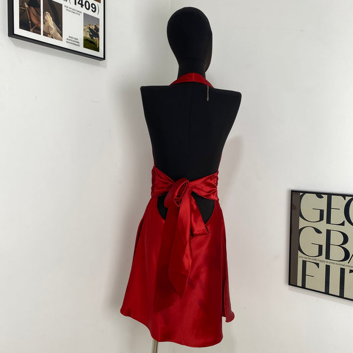 Halter Neck Satin Dress