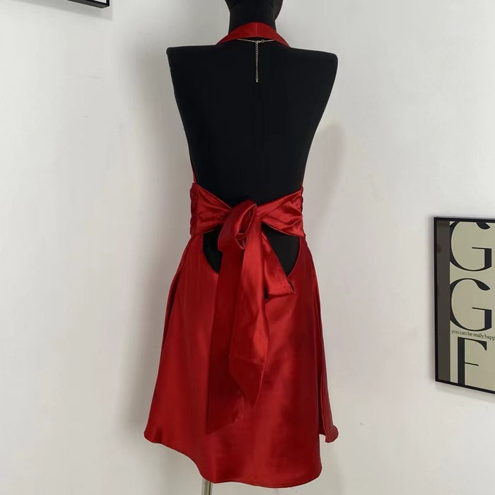 Halter Neck Satin Dress