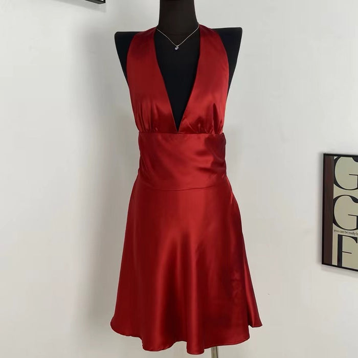 Halter Neck Satin Dress