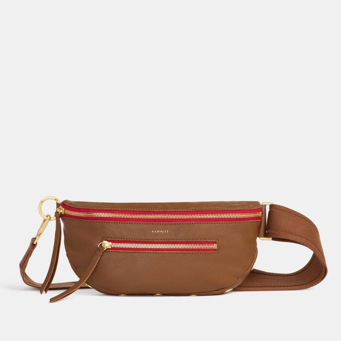 Hammitt Charles Crossbody Medium Hammitt Viva Pouch in Mahogany Pebble/Brushed Gold