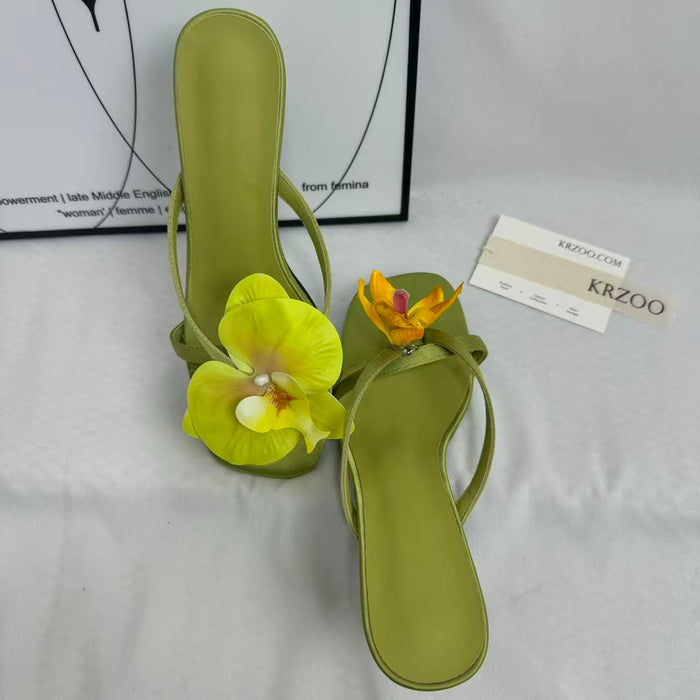 Handmade Asymmetrical Floral Sandals