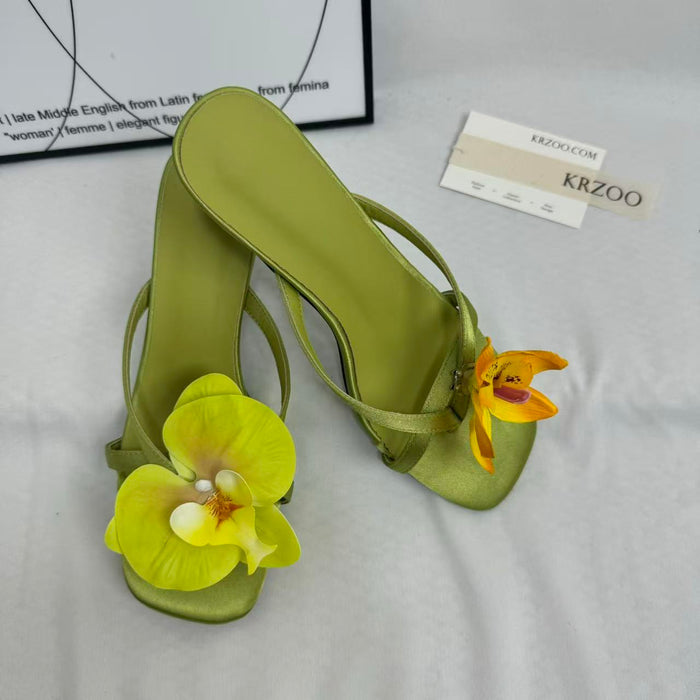 Handmade Asymmetrical Floral Sandals
