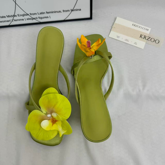 Handmade Asymmetrical Floral Sandals