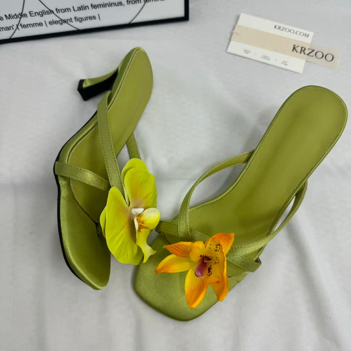 Handmade Asymmetrical Floral Sandals