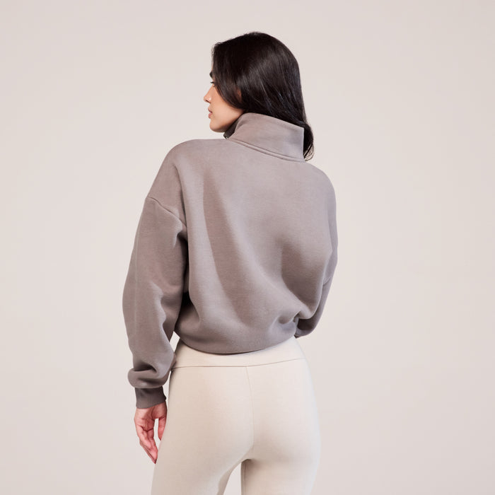 Heavyweight 1/4 Zip Sweatshirt - Mocha