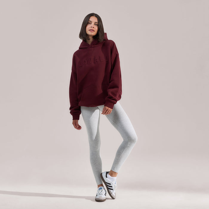 Heavyweight Embossed Oversized Hoodie - Burgundy