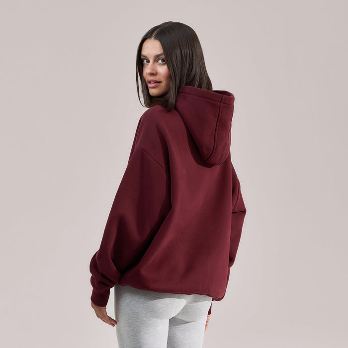 Heavyweight Embossed Oversized Hoodie - Burgundy