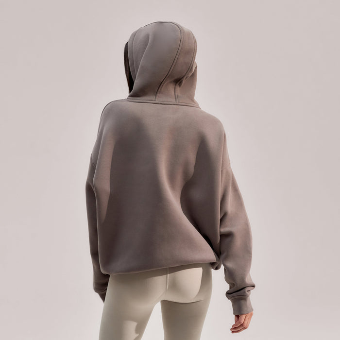 Heavyweight Embossed Oversized Hoodie - Mocha