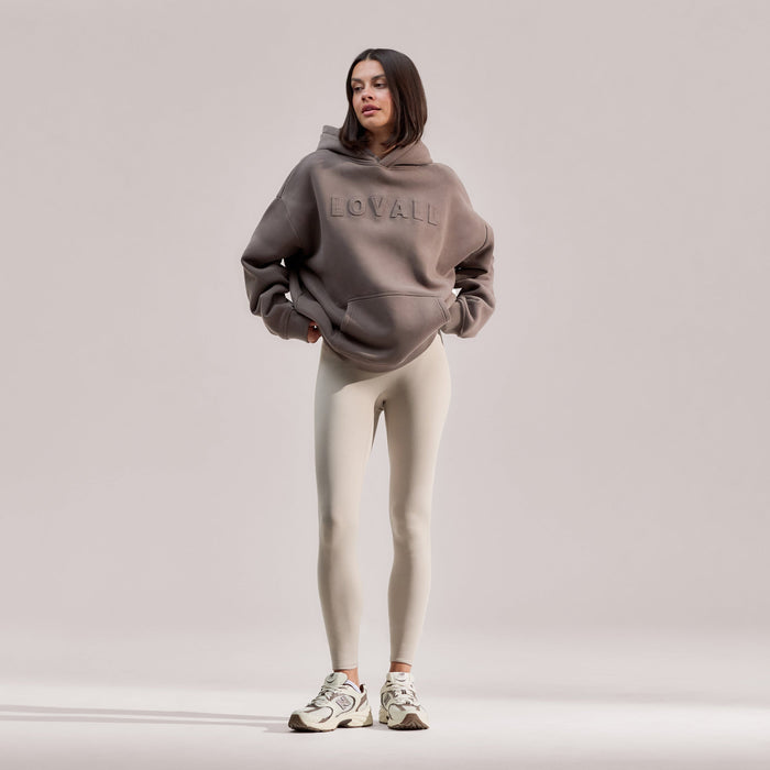 Heavyweight Embossed Oversized Hoodie - Mocha