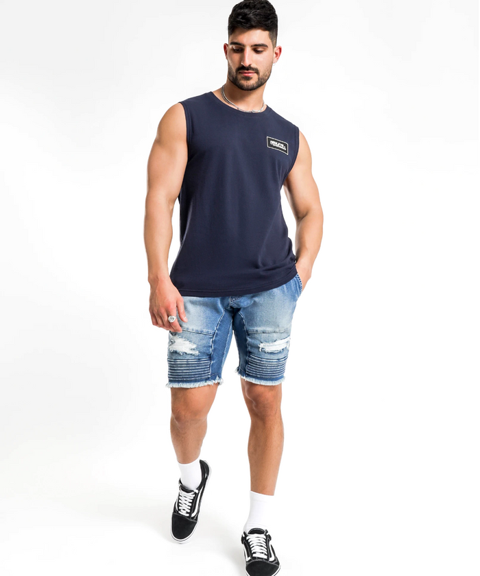 Henleys Blake Moto Denim Short (Blue Blast)