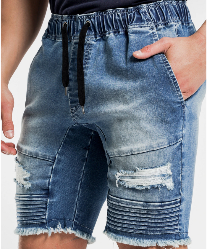 Henleys Blake Moto Denim Short (Blue Blast)