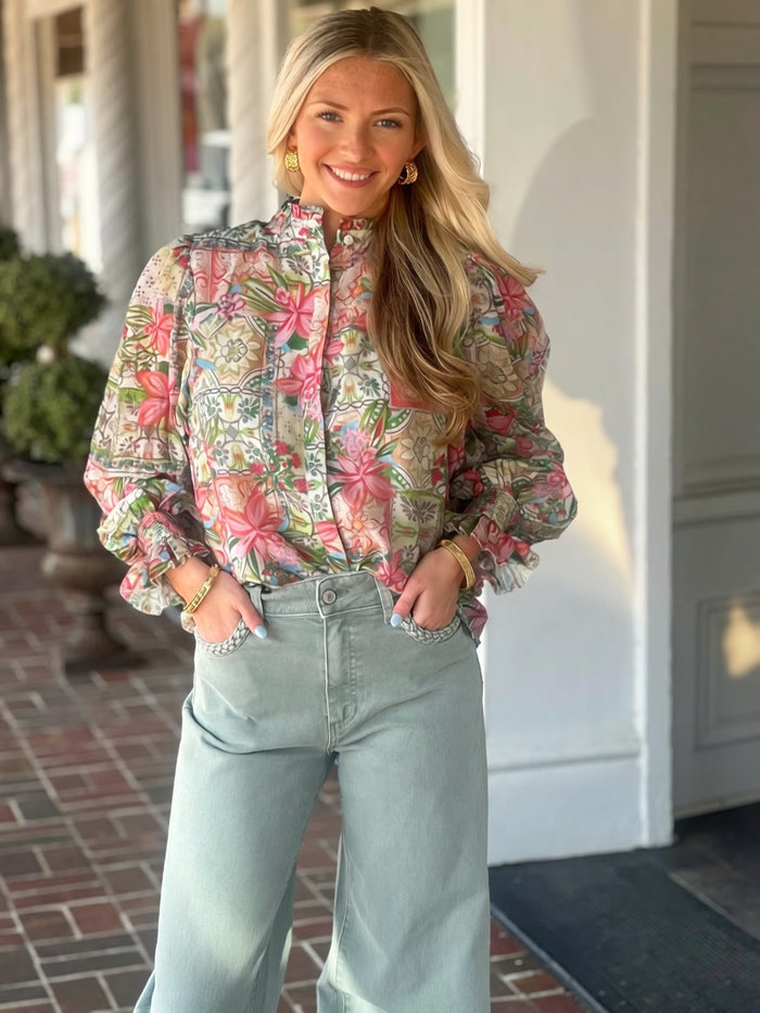 Here For The Day Button Down Top